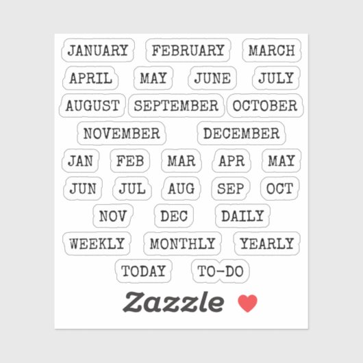 Old Script Monthly  Index Tabs Tab Binder Divider Sticker (Vel)