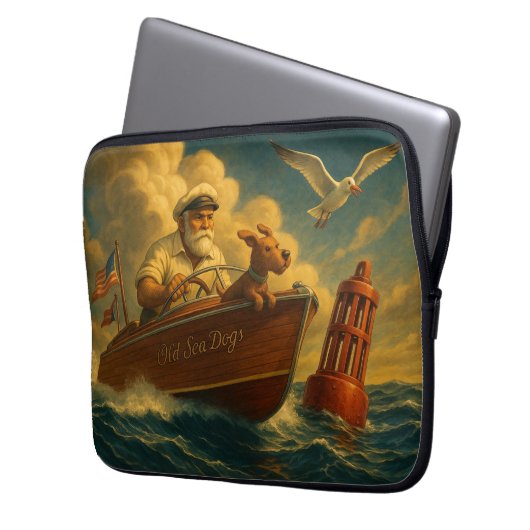 Old Sea Dogs: a sailor and his trusty canine  Laptop Sleeve (Voorkant Links)