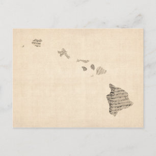Old Sheet Music Map van Hawaii Briefkaart