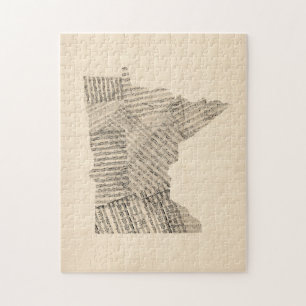 Old Sheet Music Map van Minnesota Legpuzzel