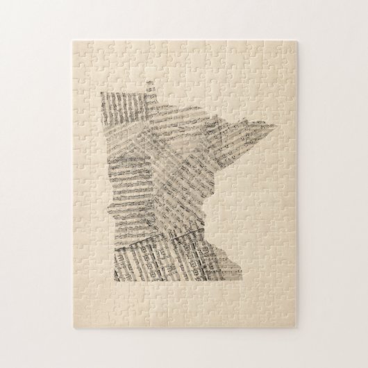 Old Sheet Music Map van Minnesota Legpuzzel (Verticaal)