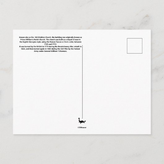 Old Sheldon Ruins Church Briefkaart (Achterkant)