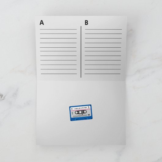 Old Skool Dark Blue Cassette Mix Tape Greetings Kaart (Binnen)