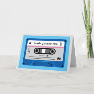 Old Skool Dark Blue Cassette Mix Tape Greetings Kaart