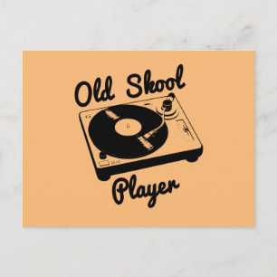 Old Skool Player Vinyl Record Platenspeler DJ Briefkaart