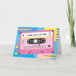 Old Skool Roze Cassette Mix Tape Groeten Kaart