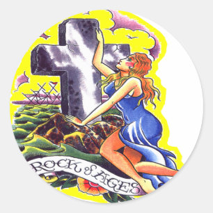 Old Skool Tattoo Rock van de eeuwen Ronde Sticker
