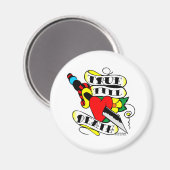 Old Skool Tattoo True Till Death Dagger Hart Magneet (Voorkant / Achterkant)