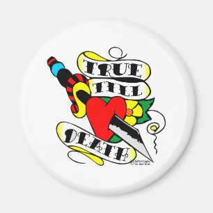 Old Skool Tattoo True Till Death Dagger Heart Magneet
