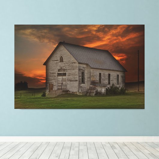 Old South Dakota Rustic Building Canvas Print (Insitu (Houten vloer))