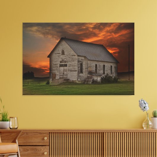 Old South Dakota Rustic Building Canvas Print (Insitu (Woonkamer))