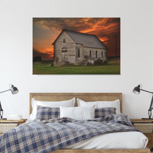 Old South Dakota Rustic Building Canvas Print (Insitu (Slaapkamer))