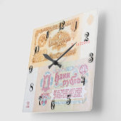 Old Soviet one ruble banknote Vierkante Klok (Hoek)