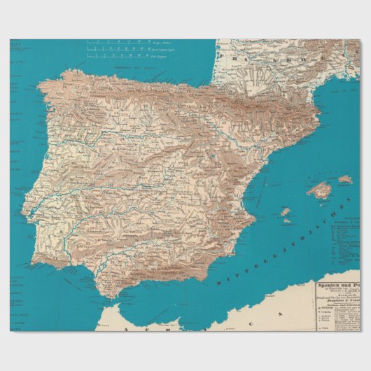 Old Spain and Portugal Map  Cadeaupapier (Vlak)