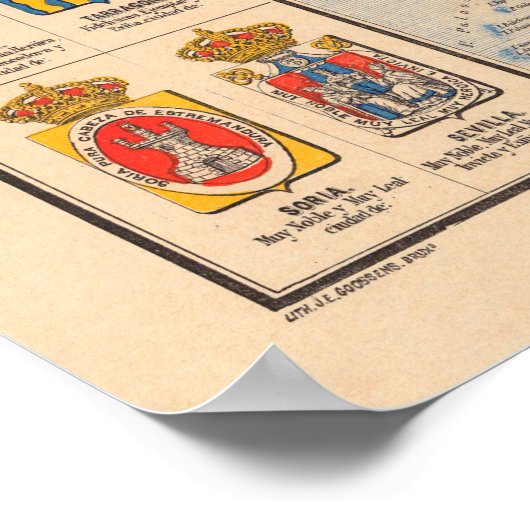 Old Spain Map (1892)  Spaans gezinshoofd Poster (Hoek)