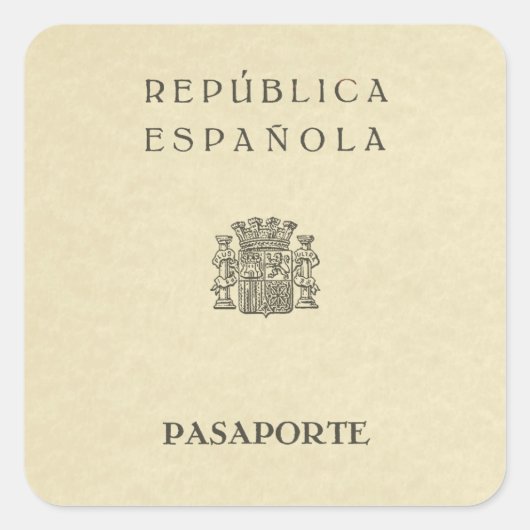 Old Spanish Republic passport (sepia paper) Vierkante Sticker (Voorkant)