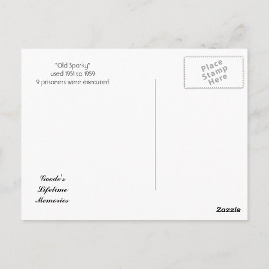 Old Sparky Briefkaart (Achterkant)