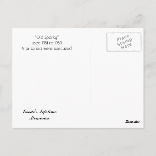 Old Sparky Briefkaart (Achterkant)