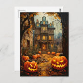 Old Spooky Haunted House Halloween Briefkaart (Voorkant / Achterkant)