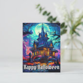 Old Spooky Haunted House | Happy Halloween Briefkaart (Staand voorkant)
