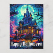Old Spooky Haunted House | Happy Halloween Briefkaart (Voorkant)