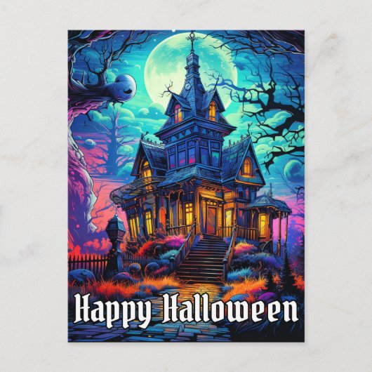 Old Spooky Haunted House | Happy Halloween Briefkaart (Voorkant)