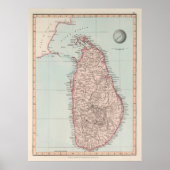 Old Sri Lanka Map (1845) Ceylon Poster (Voorkant)