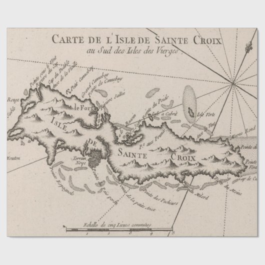 Old St Croix Map (1764)  Maagdeneilanden  Cadeaupapier (Vlak)