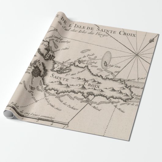 Old St Croix Map (1764)  Maagdeneilanden  Cadeaupapier (Uitgerold)