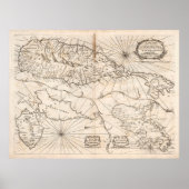 Old St Kitts, Guadeloupe & Martinique Map (1794) Poster (Voorkant)