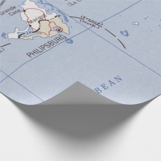 Old St Martin, Anguilla & St Barts Island Map Cadeaupapier (Hoek)