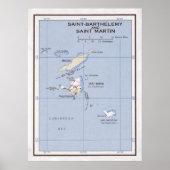 Old St Martin, Anguilla & St Barts Island Map Poster (Voorkant)