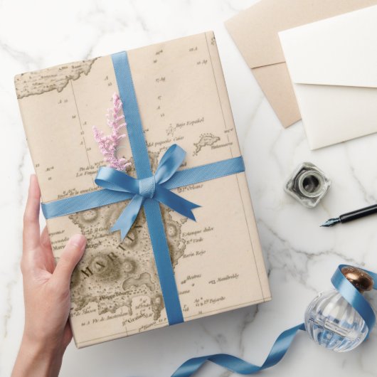 Old St Martins, Anguilla & St Barts Island Map Cadeaupapier (Geschenken)