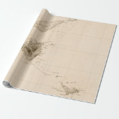 Old St Martins, Anguilla & St Barts Island Map Cadeaupapier (Uitgerold)