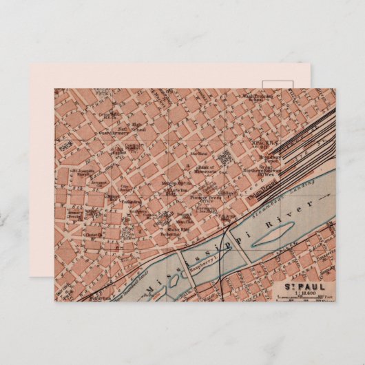 Old St Paul MN Kaart Briefkaart (Voorkant / Achterkant)