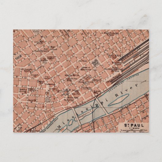 Old St Paul MN Kaart Briefkaart (Voorkant)