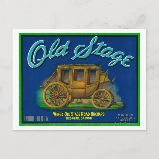 Old Stage Pear Crate LabelMedford, OF Briefkaart (Voorkant)