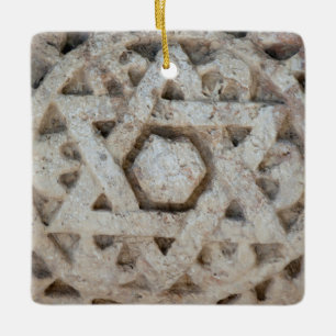 Old Star of David carving, Israël Keramisch Ornament