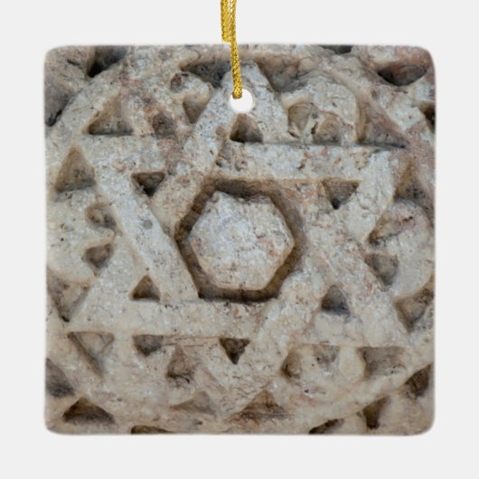 Old Star of David carving, Israël Keramisch Ornament (Voorkant)