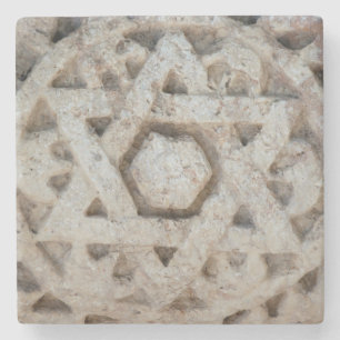 Old Star of David carving, Israël Stenen Onderzetter