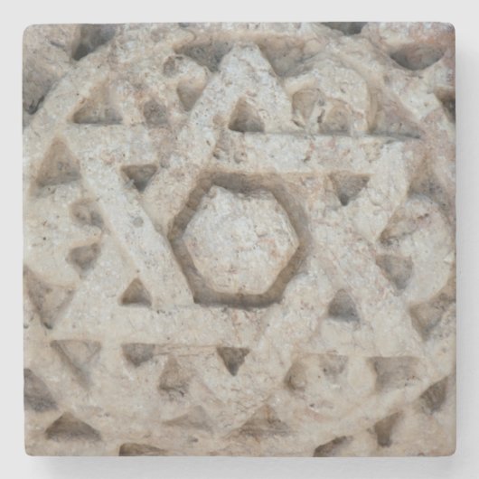 Old Star of David carving, Israël Stenen Onderzetter (Voorkant)