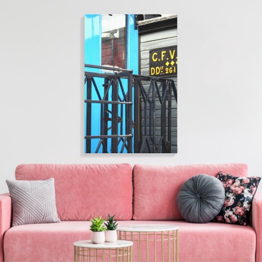 Old Steam Train Le Mastrou Blue Wagon Canvas (Insitu (Woonkamer))