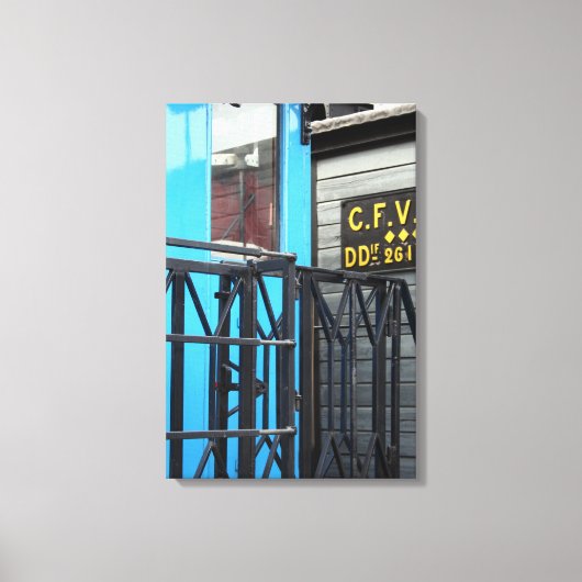 Old Steam Train Le Mastrou Blue Wagon Canvas (Voorkant)