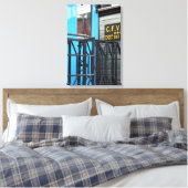 Old Steam Train Le Mastrou Blue Wagon Canvas Afdruk (Insitu (Slaapkamer))