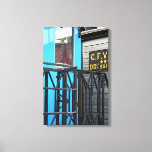 Old Steam Train Le Mastrou Blue Wagon Canvas Afdruk