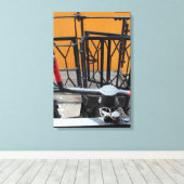 Old Steam Train Le Mastrou Wagon Crank Canvas Afdruk (Insitu (Houten vloer))