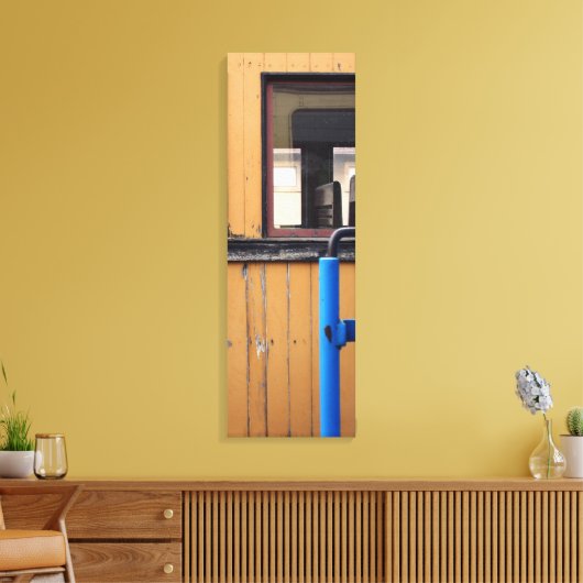 Old Steam Train Le Mastrou Yellow Wagon 12x36 Canvas Afdruk (Insitu (Woonkamer))