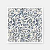 Old-Style Delfts Blauw en crème Bloemenservet Servet (Voorkant)
