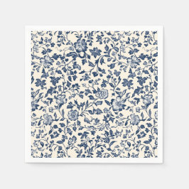 Old-Style Delfts Blauw en crème Bloemenservet Servet