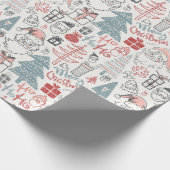 Old Style Scribble Santa Kerstmis Cadeaupapier (Hoek)